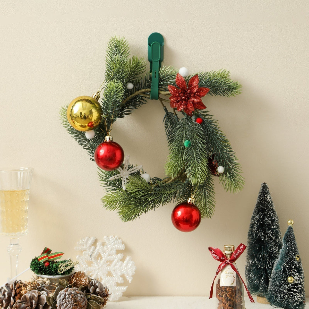 🎄🎁 Silicone Christmas Wreath Ties & Damage-Free Hanging Hooks ✨