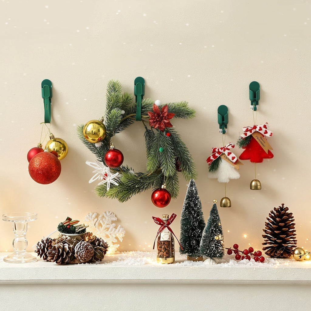 🎄🎁 Silicone Christmas Wreath Ties & Damage-Free Hanging Hooks ✨