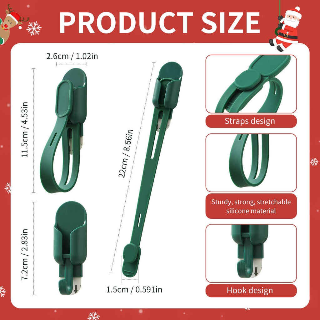 🎄🎁 Silicone Christmas Wreath Ties & Damage-Free Hanging Hooks ✨